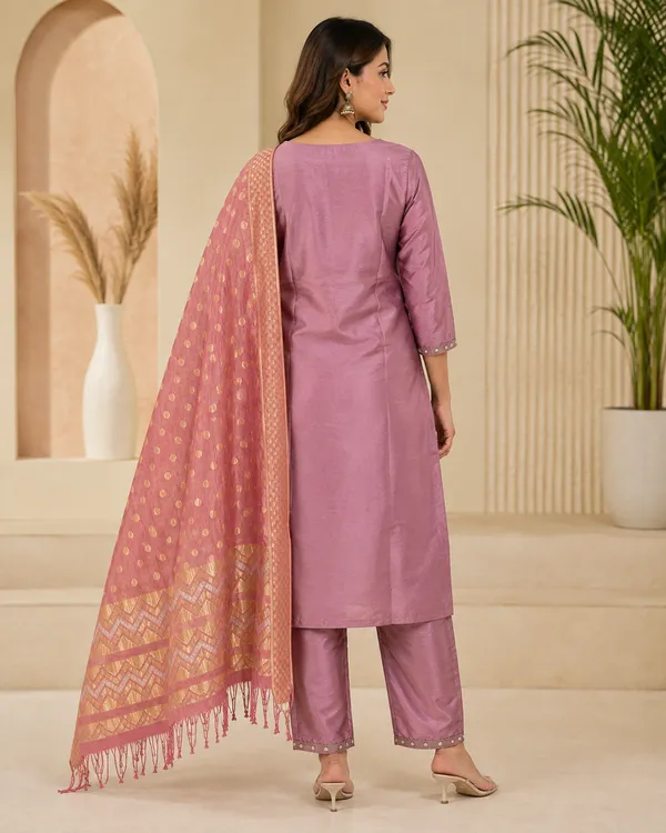 Mauve_Silk_Straight_Embroidered_Kurta_Set_For_Women