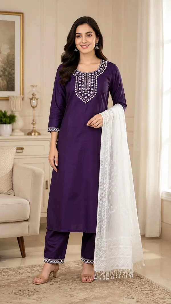 Purple_Silk_Straight_Embroidered_Kurta_Set_For_Women