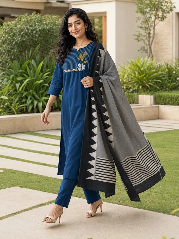 Blue_Cotton_Straight_Embroidered_Kurti_Set_For_Women