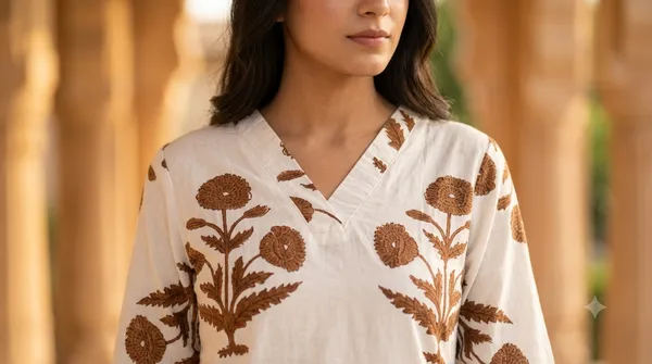 White_&_Brown_Cotton_Straight_Floral_Print_Co-Ord_Set_For_Women