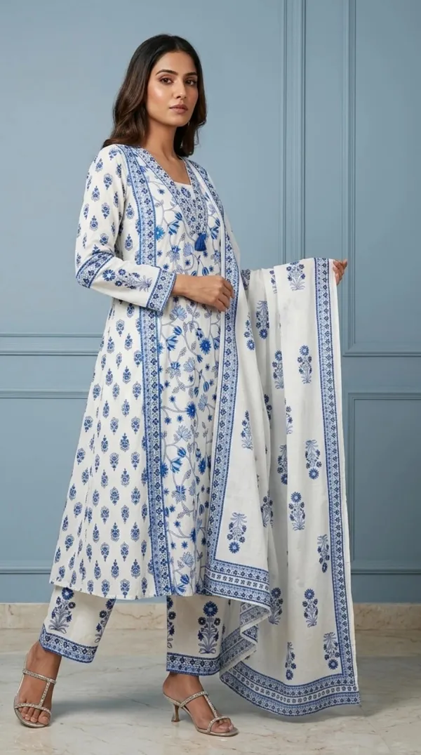 Blue_Cotton_Floral_Print_Straight_Kurti_Set_For_Women