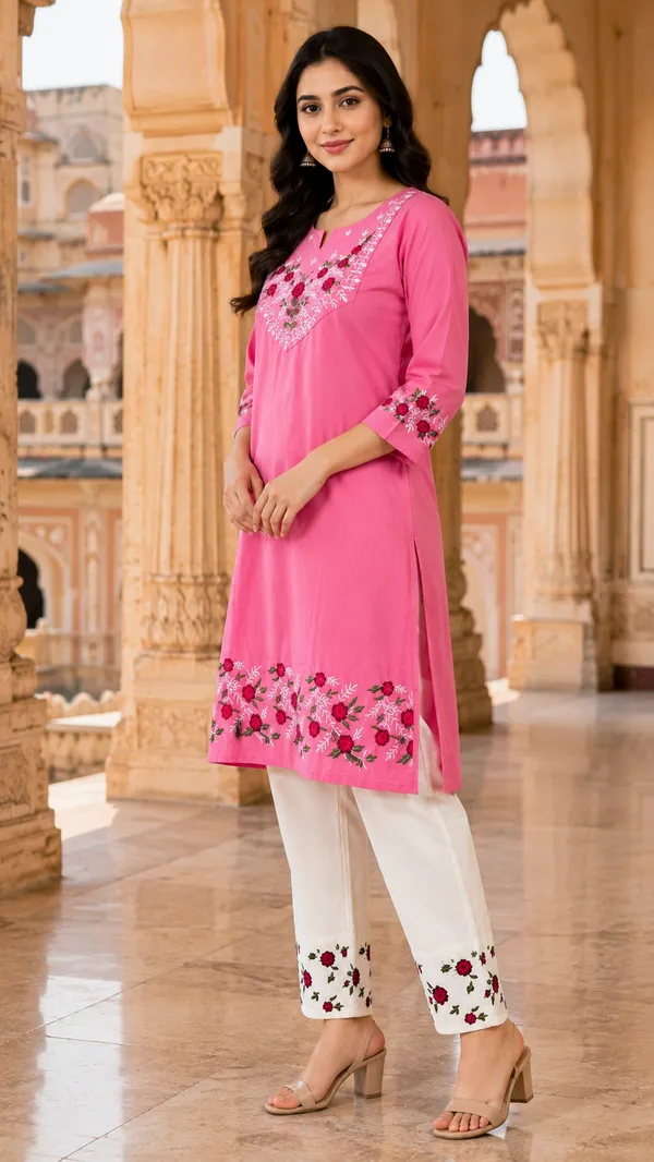 Pink_Cotton_Floral_Straight_Kurta_Co-Ord_Set_For_Women