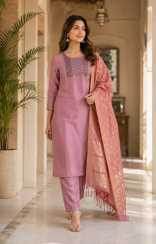 Mauve_Silk_Straight_Embroidered_Kurta_Set_For_Women