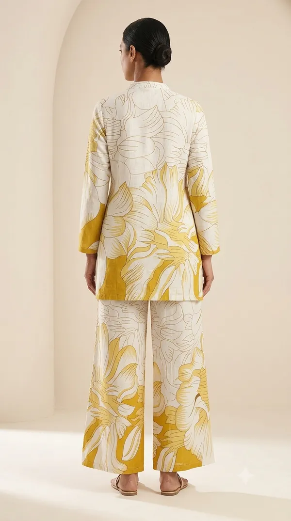 White_&_Yellow_Cotton_Floral_Print_Straight_Co-Ord_Set_For_Women