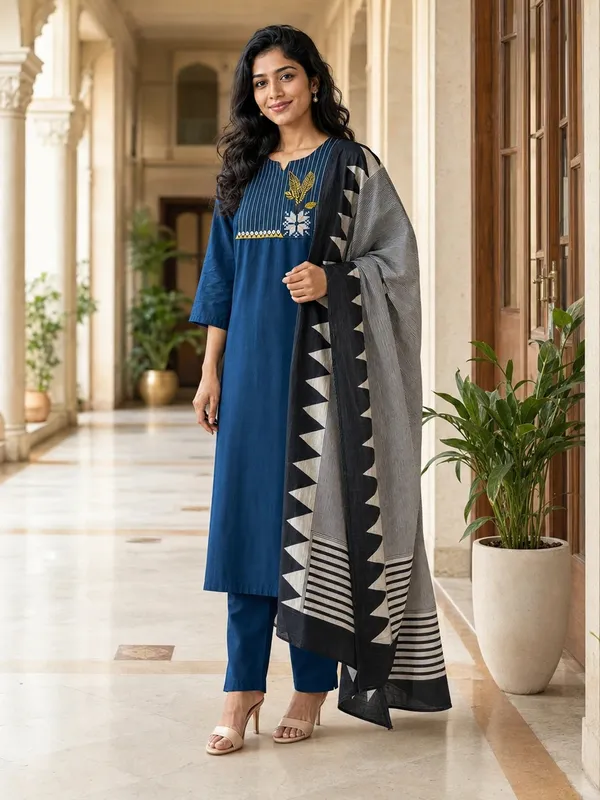 Blue_Cotton_Straight_Embroidered_Kurti_Set_For_Women