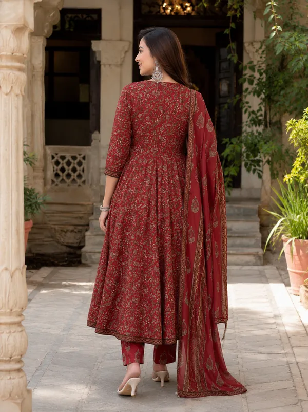 Maroon_Cotton_Anarkali_Printed_Kurta_Set_For_Women