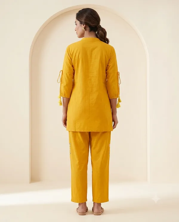 Yellow_Cotton_Straight_Embroidered_Kurta_Co-Ord_Set_For_Women