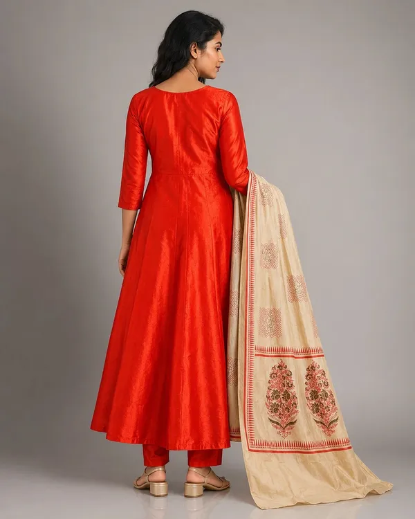 Red_Cotton_Flared_Anarkali_Kurti_Set_For_Women