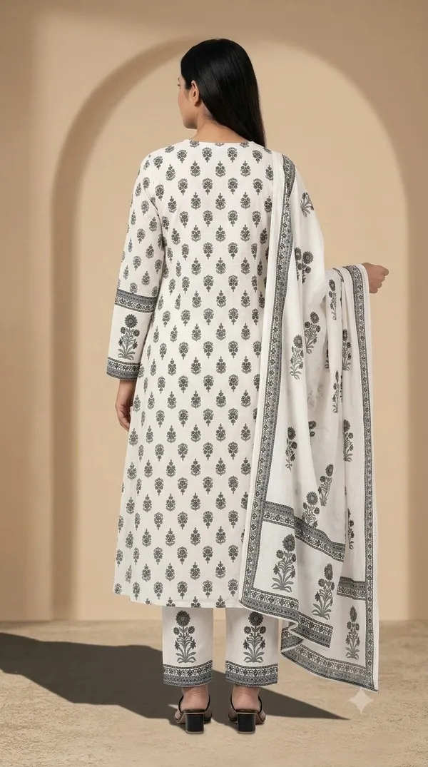Black_Cotton_Floral_Print_Straight_Kurti_Set_For_Women