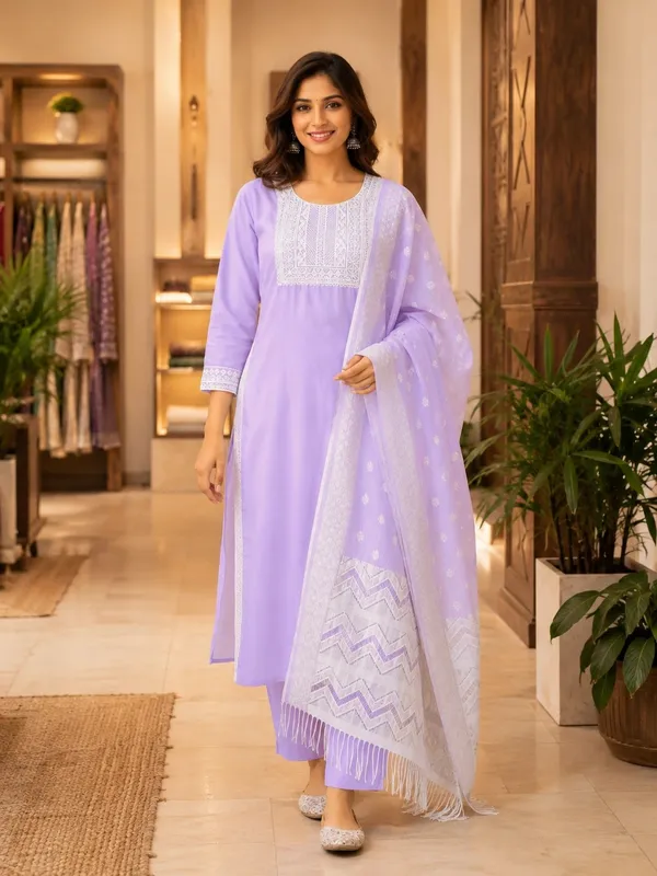 Lilac_Silk_Straight_Embroidered_Kurta_Set_For_Women