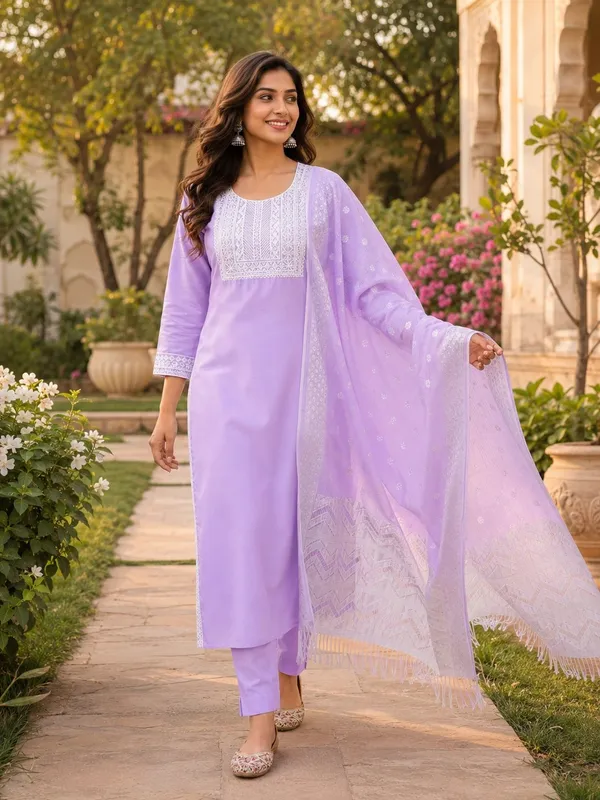 Lilac_Silk_Straight_Embroidered_Kurta_Set_For_Women