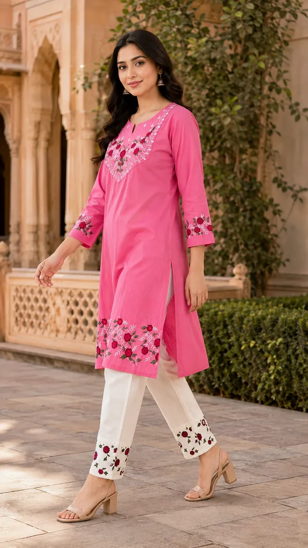 Pink_Cotton_Floral_Straight_Kurta_Co-Ord_Set_For_Women