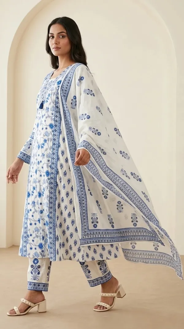Blue_Cotton_Floral_Print_Straight_Kurti_Set_For_Women