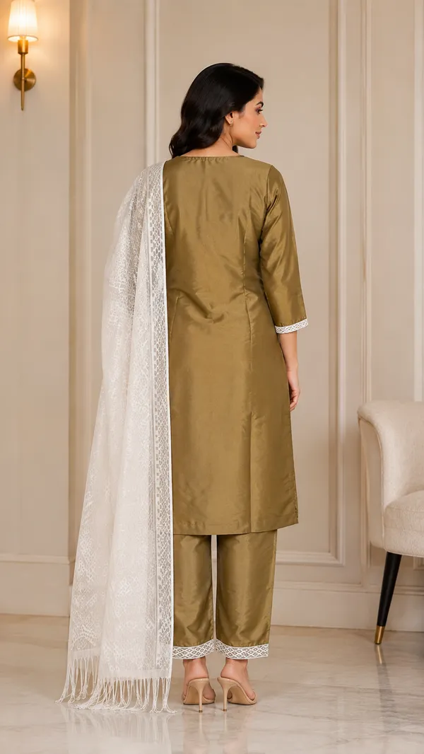 Olive_Silk_Straight_Embroidered_Kurta_Set_For_Women