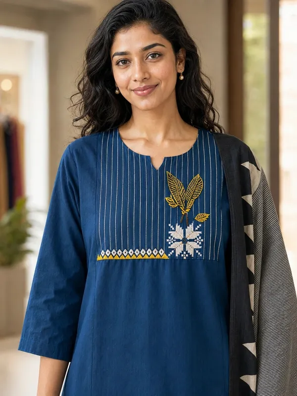 Blue_Cotton_Straight_Embroidered_Kurti_Set_For_Women