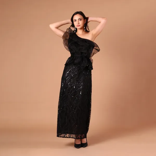 Black_One-Shoulder_Organza_Ruffle_Sequin_Gown