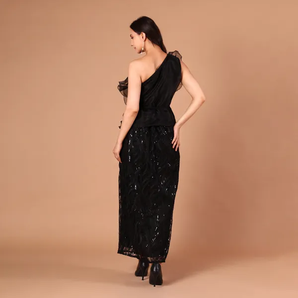 Black_One-Shoulder_Organza_Ruffle_Sequin_Gown