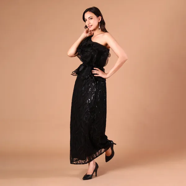 Black_One-Shoulder_Organza_Ruffle_Sequin_Gown