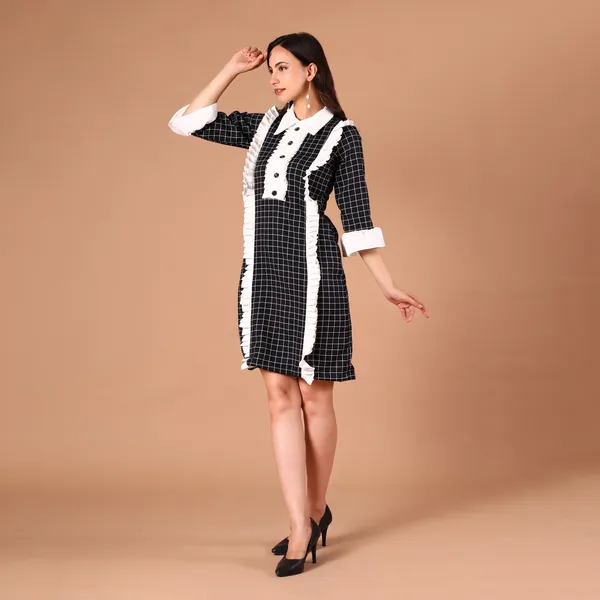 Black_&_White_Check_Ruffle_Shirt_Dress