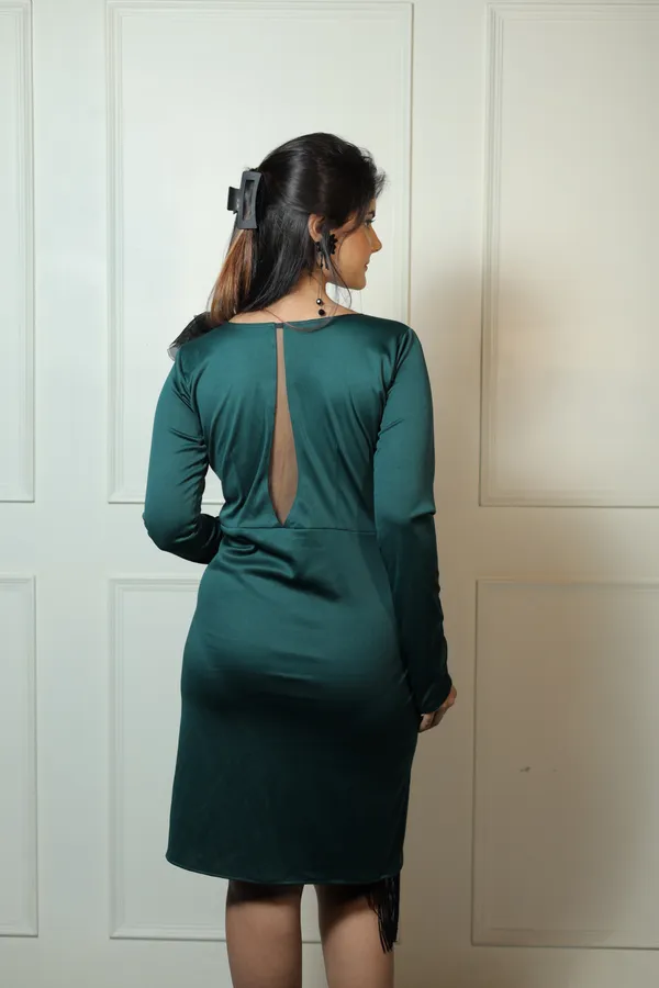Bottle_Green_Fringe_Flower_Dress