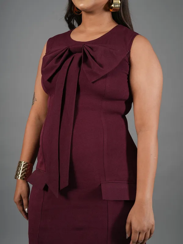 The_Gala_Bow_Burgundy_Peplum_Sheath_Dress