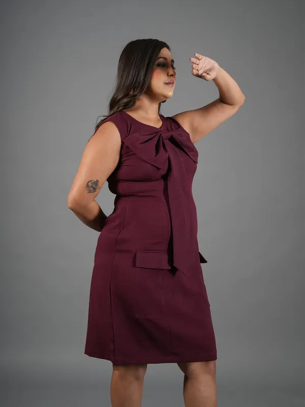 Burgundy_And_Wine_Premium_Breathable_And_Stretchable_Lycra_And_Polyester_Dress_For_Women