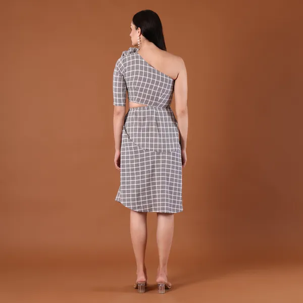 Check_Print_One-Shoulder_Co-Ord_Set