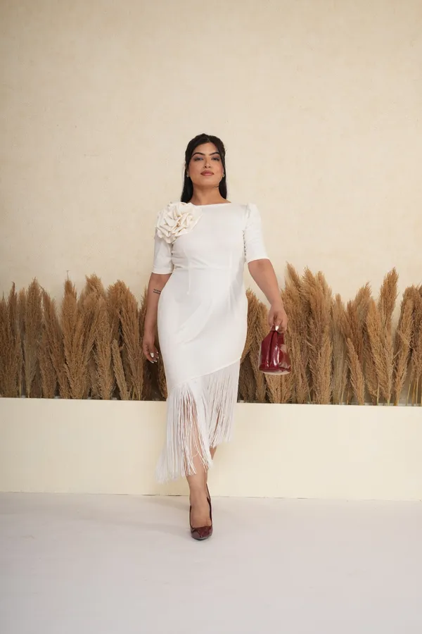 Ivory_White_3D_Rosette_Fringe_Midi_Dress
