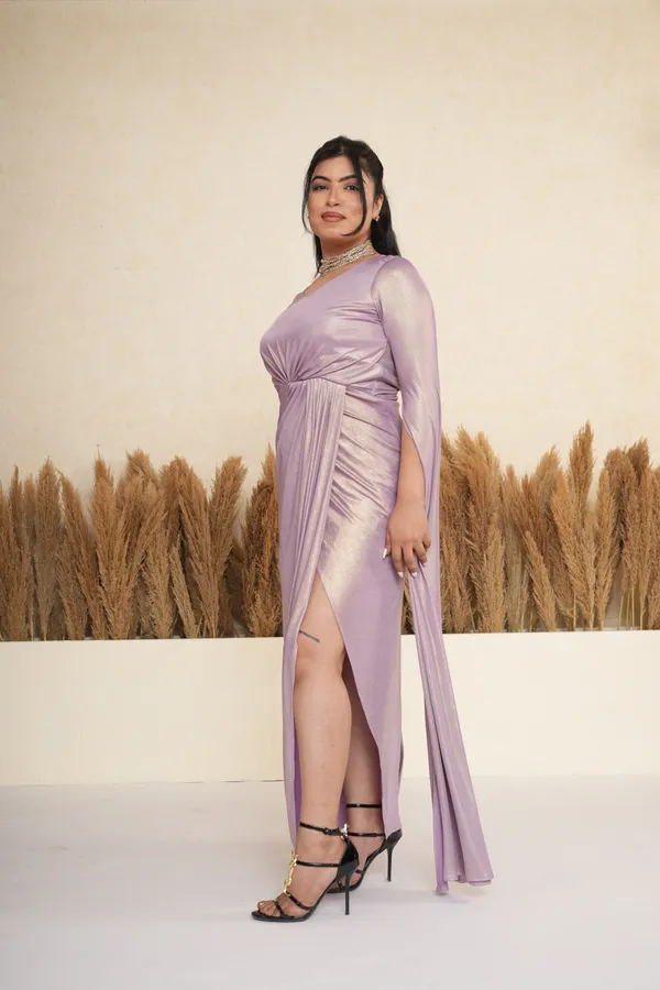 Lavender_Metallic_Draped_Gown_with_Cape_Sleeves