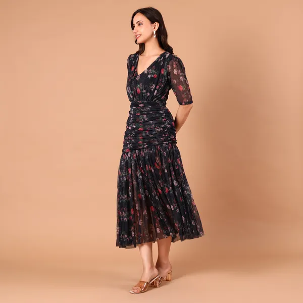 Navy_Floral_Print_Shimmer_Midi_Dress