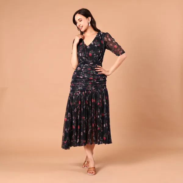 Navy_Floral_Print_Shimmer_Midi_Dress