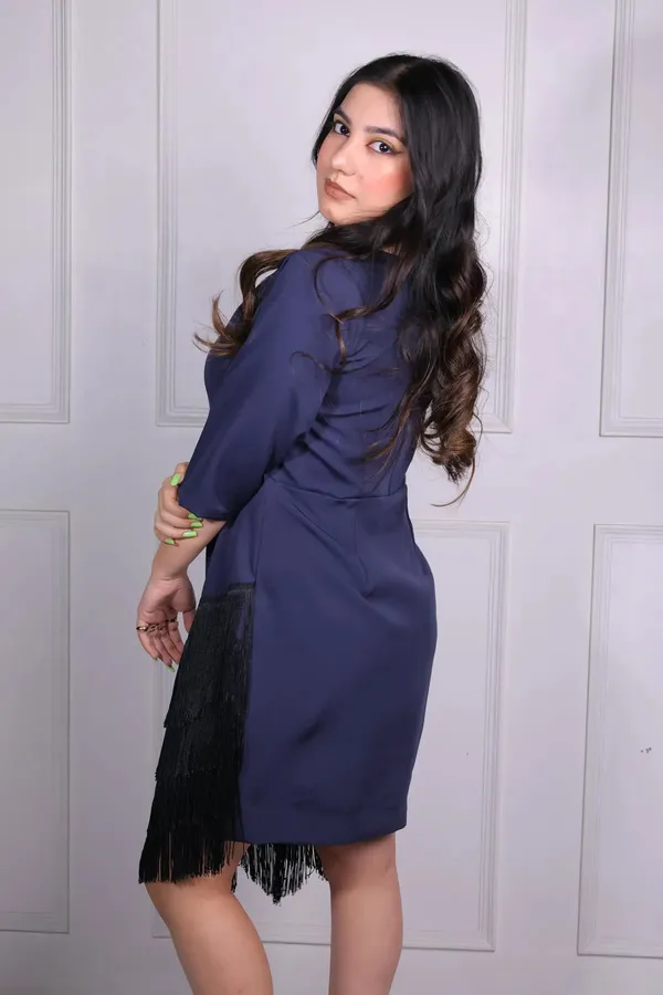 Navy_Frindge_padded_Dress