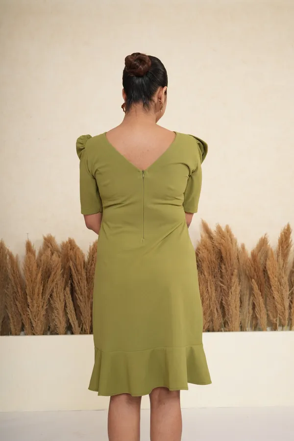 Olive_Bow-Accent_Ruffle_Hem_Dress