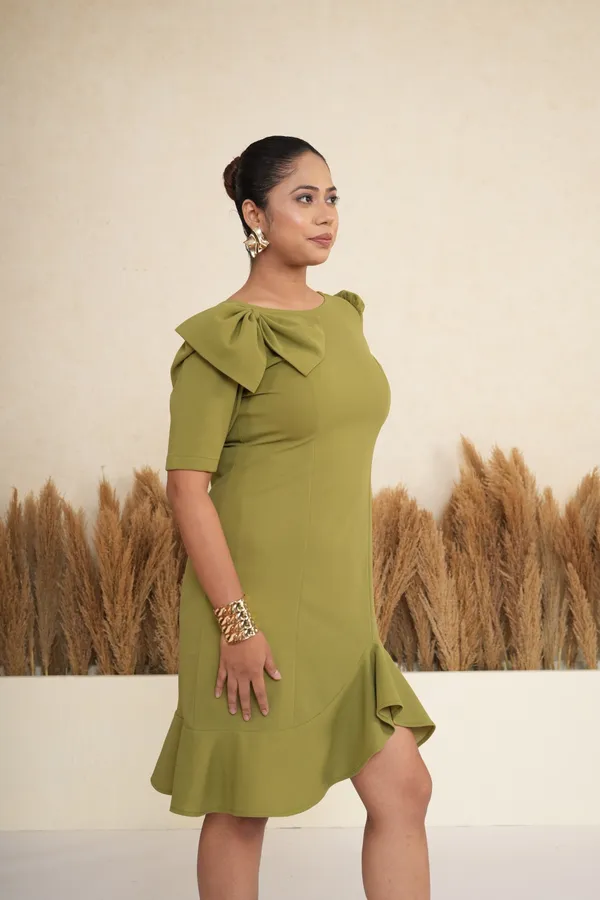Olive_Bow-Accent_Ruffle_Hem_Dress