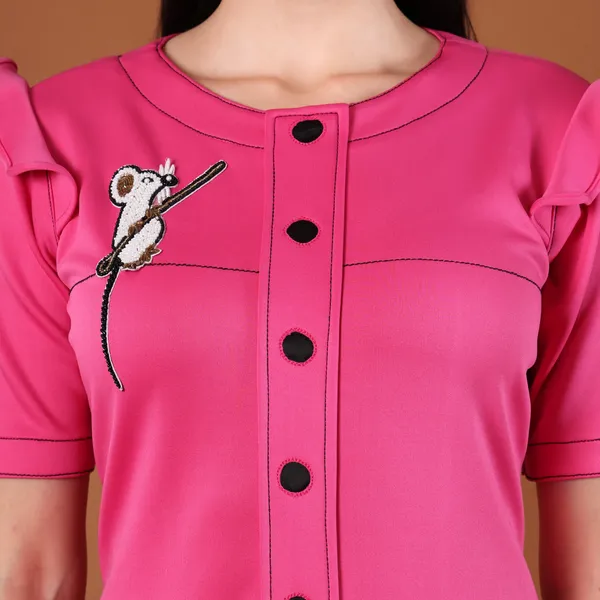 Hot_Pink_Puff-Shoulder_A-Line_Mini_Dress