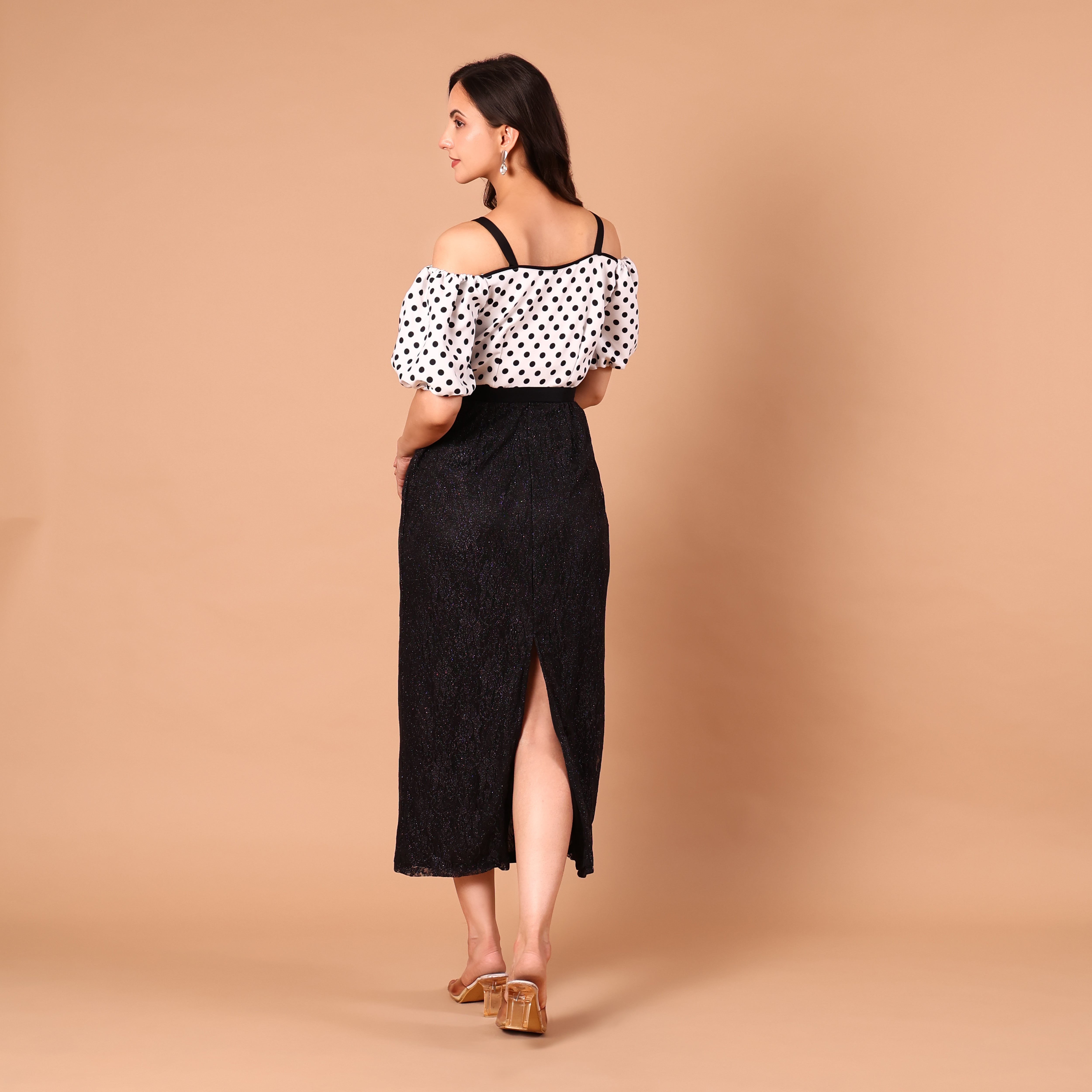 Polka_Dot_Cold-Shoulder_Glitter_Skirt_Dress