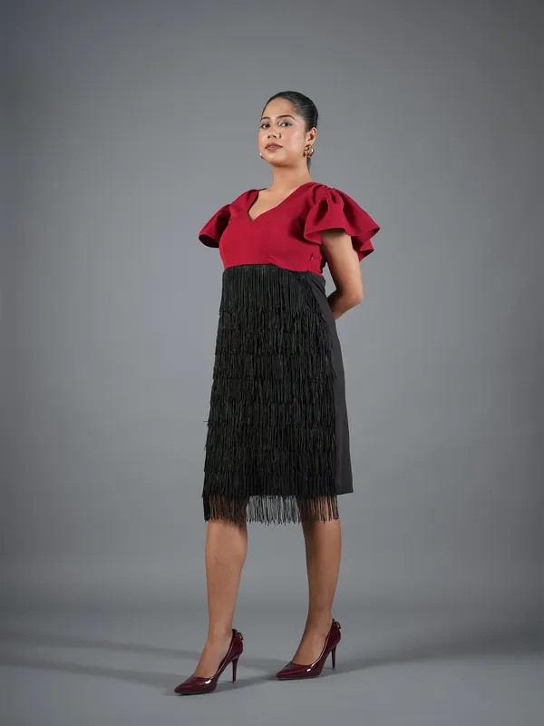 Red_And_Black_Premium_Breathable_And_Stretchable_Lycra_And_Polyester_Dress_For_Women