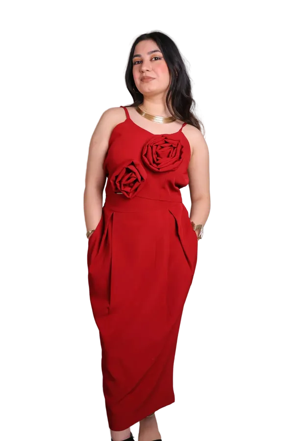 Red_Premium_Breathable_And_Stretchable_Lycra_And_Polyester_Dress_For_Women
