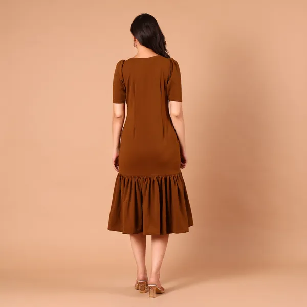 Rust_Brown_Drop-Waist_Pleated_Midi_Dress