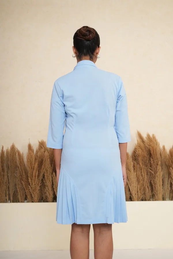 Sky_Blue_Asymmetric_Pleated_Blazer_Dress