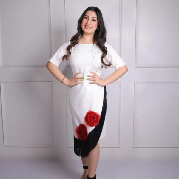 White_Fringe_Rose_Dress