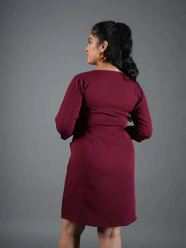 Maroon_Premium_Breathable_And_Stretchable_Lycra_And_Polyester_Dress_For_Women