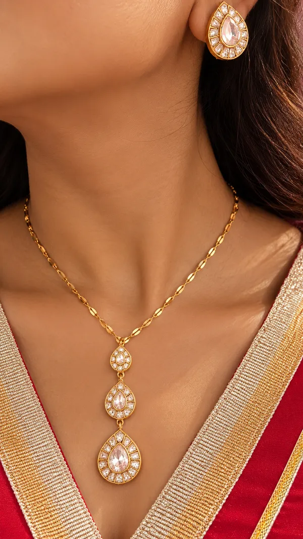 White_Drop_Pendant_Set_For_Women