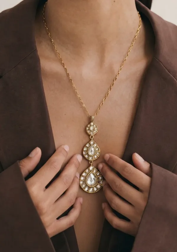 White_Drop_Pendant_Set_For_Women