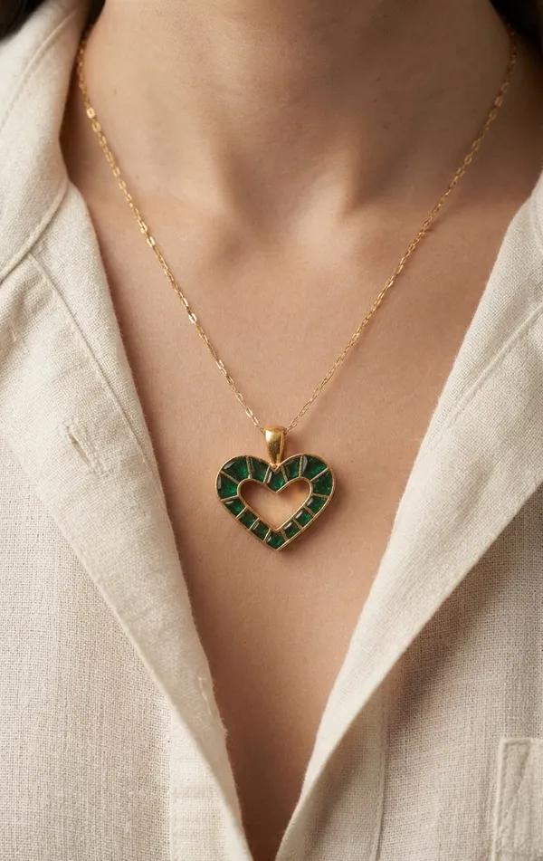 Green_Heart_Pendant_Set_For_Women