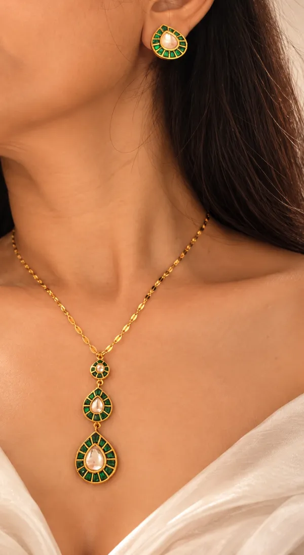 Green_Drop_Pendant_Set_For_Women