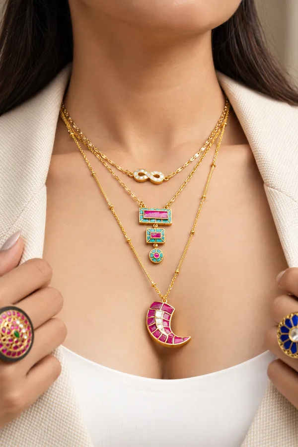 Firoza_Pink_Rectangle_Pendant_Set_For_Women