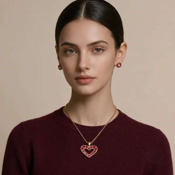 Pink_Heart_Pendant_Set_For_Women