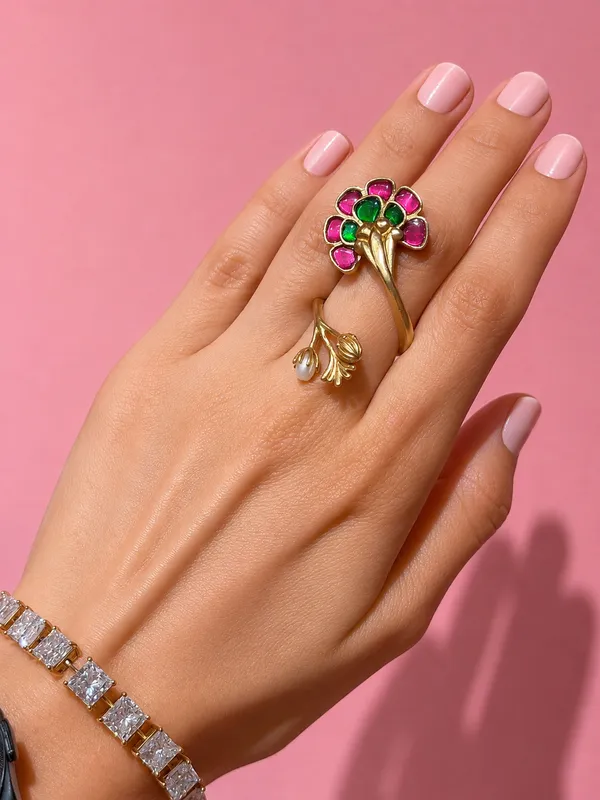 Multicolor_Brass_Flower_Ring_For_Women