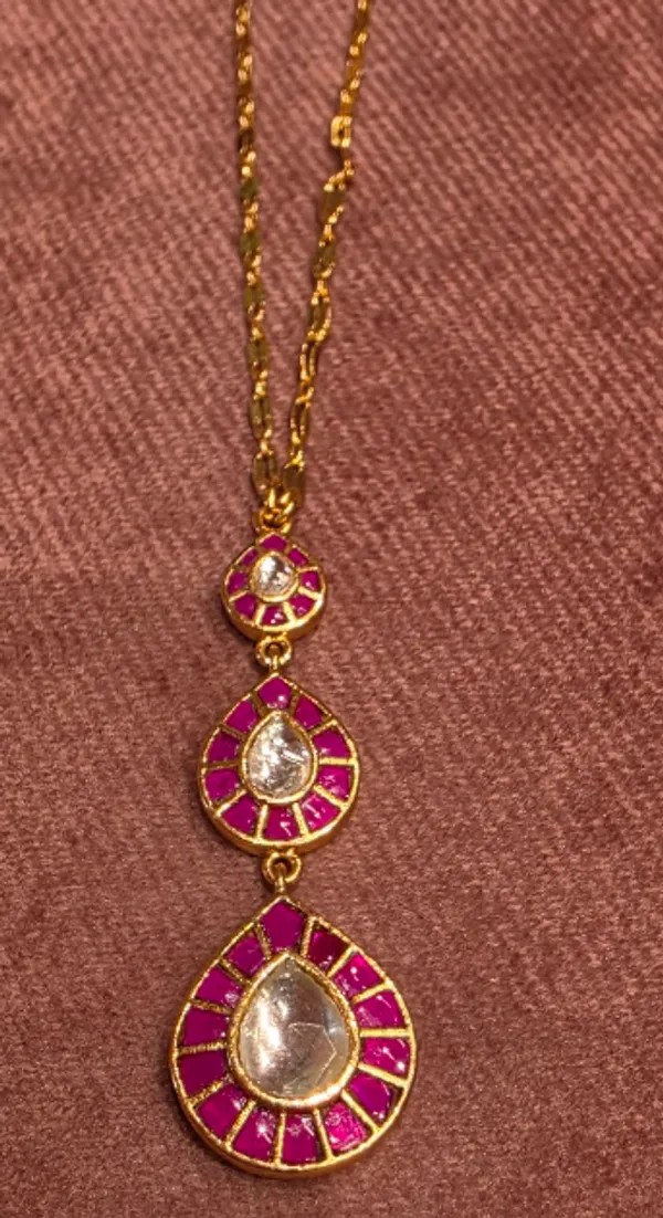 Gold_Brass_Pink_Drop_Pendant_Set_For_Women